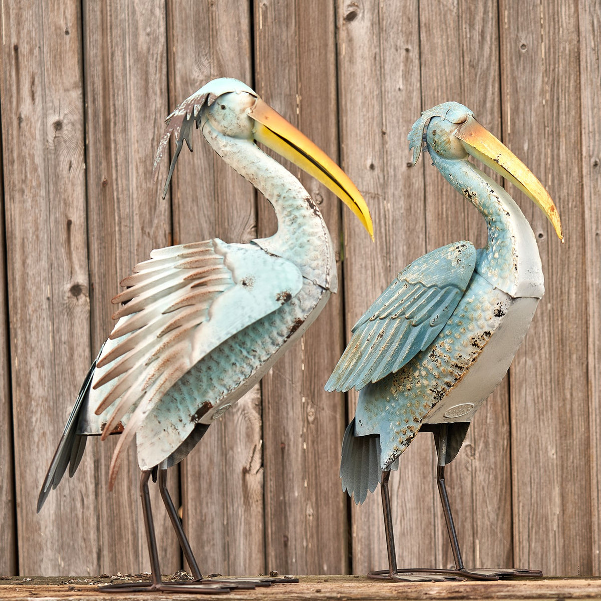 Set of 4 Assorted Style Coastal Blue Pelicans