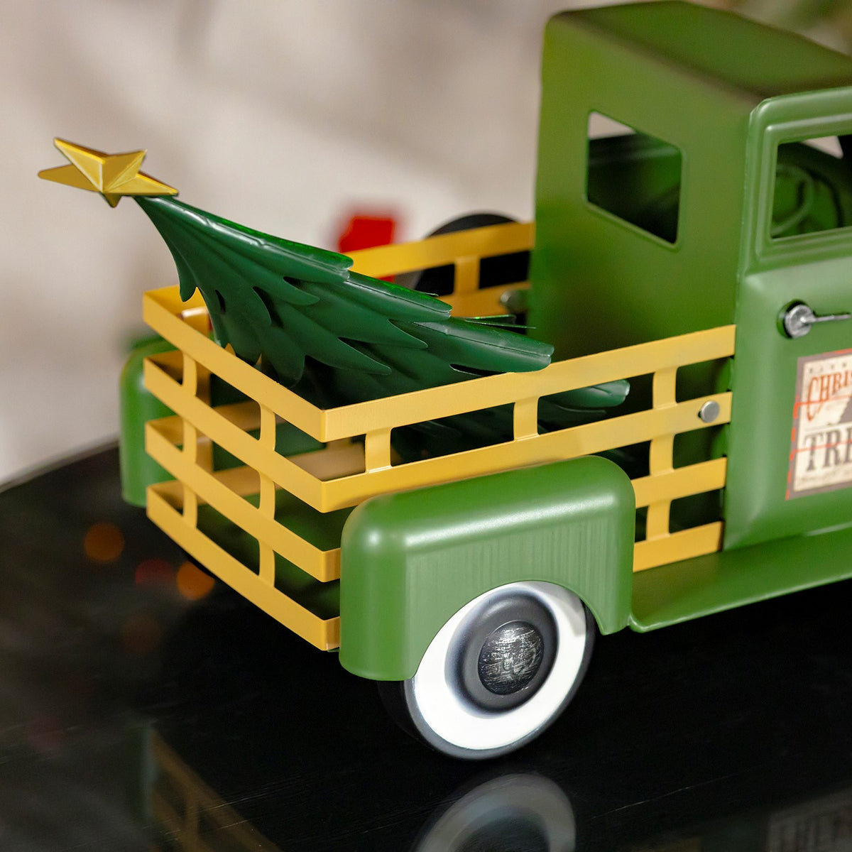 Small Iron Pickup Truck with Christmas Tree