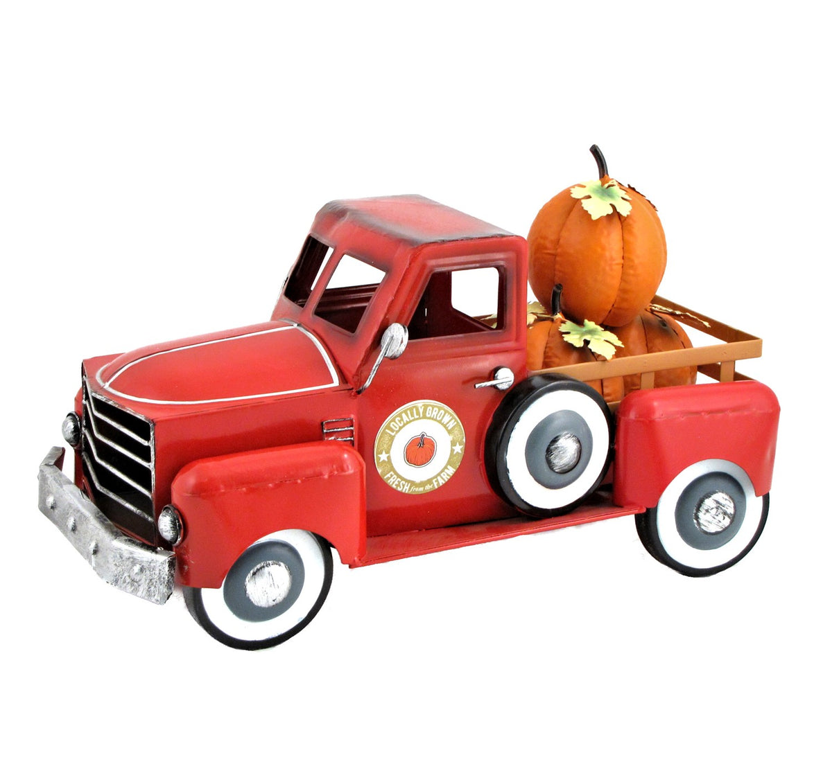 Country Style Metal Truck with Pumpkins