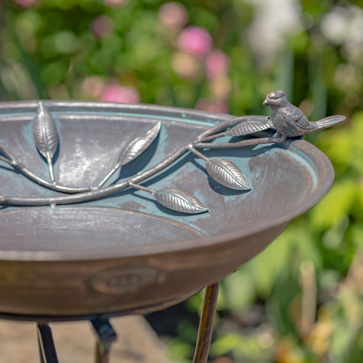 31" Tall "Two Birds" Iron Birdbath