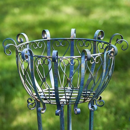 Set of 2 Tall Iron Basket Plant Stands "Stephania"