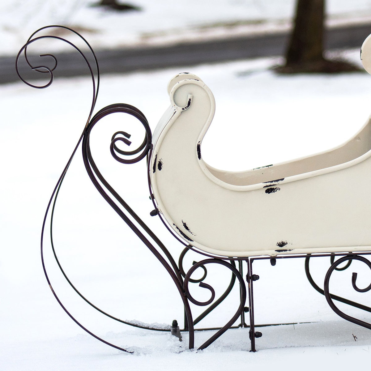 25" Tall Metal Holiday Sleigh Decoration