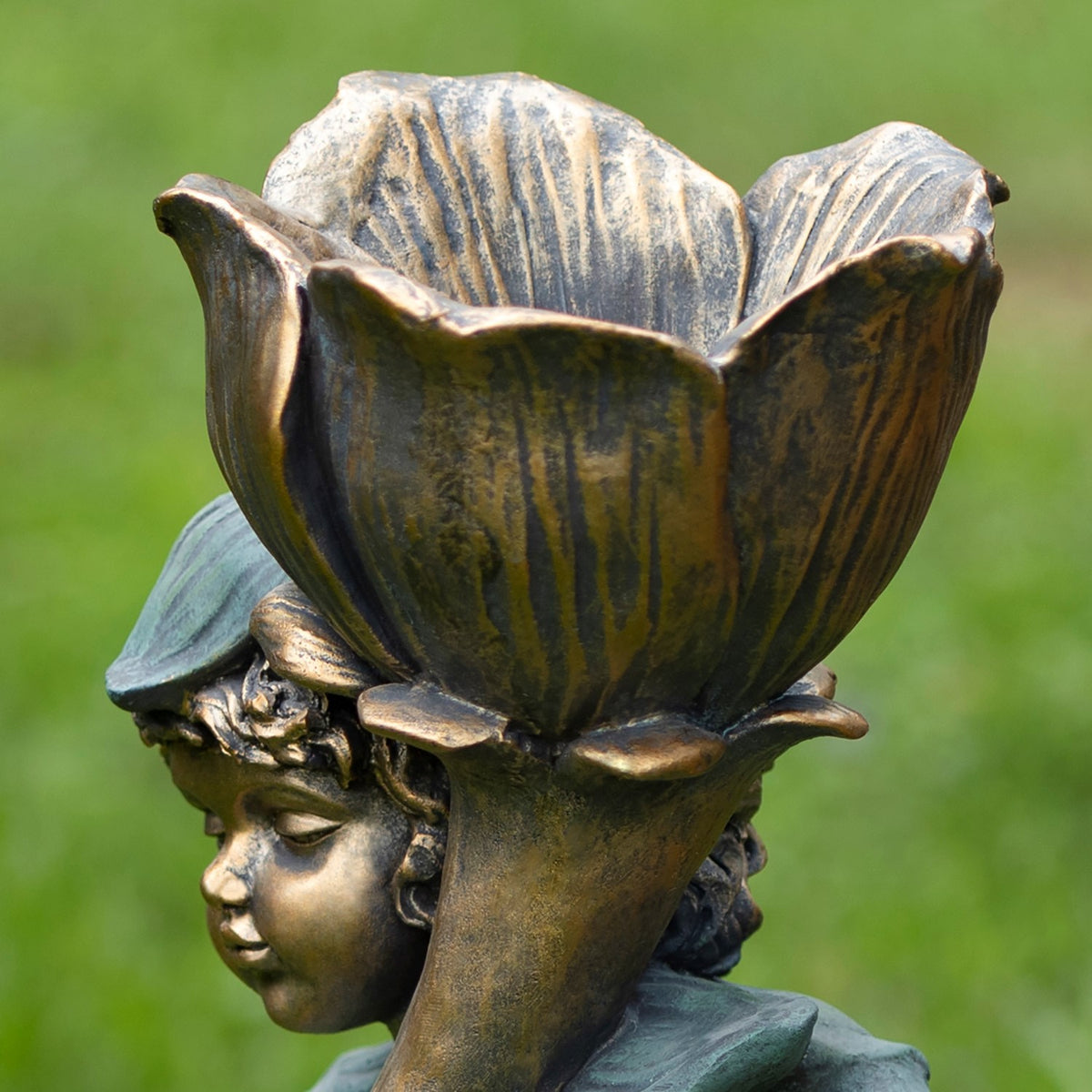 27.5" Tall Fairy Garden Statue with Flower "Tato"
