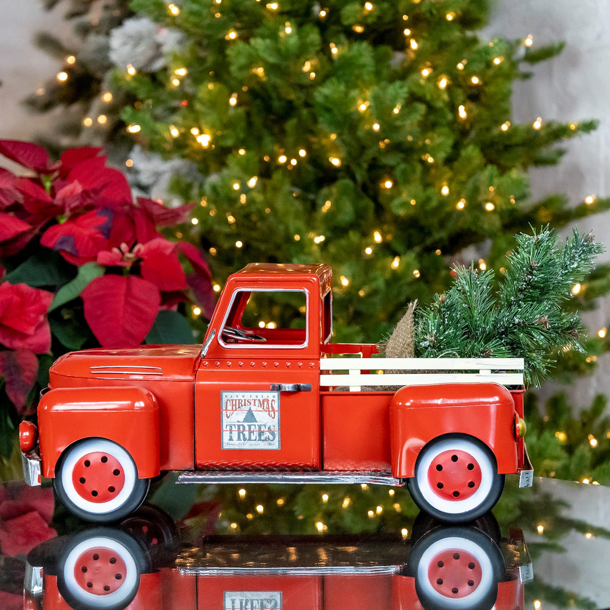 18" Red Metal Truck Decoration