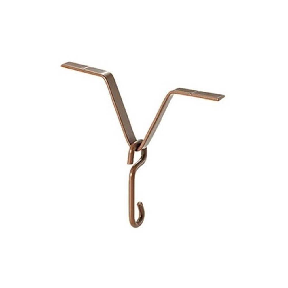 Antique bronze V-shaped hanging hook isolated against a white background