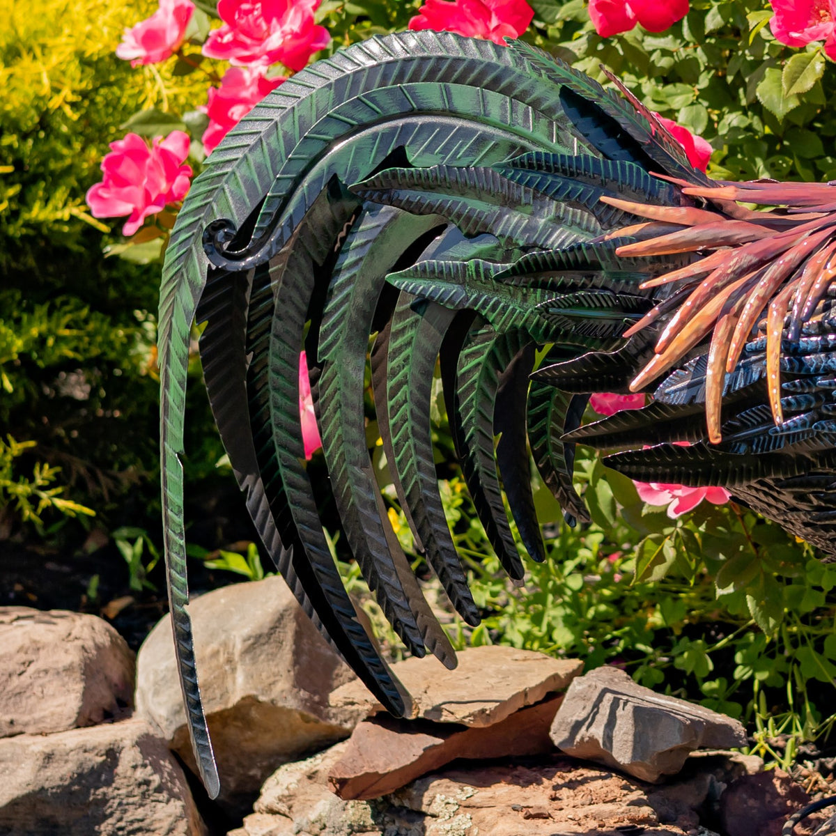 29" Tall Painted Iron Rooster Decoration "Felix"