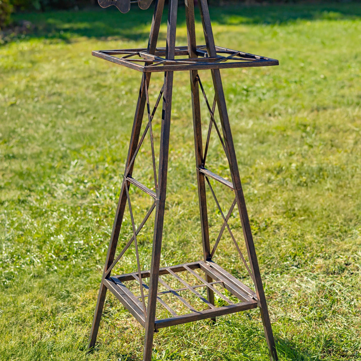 59.8" Tall Iron Windmill with Pig Family on Weather Vane