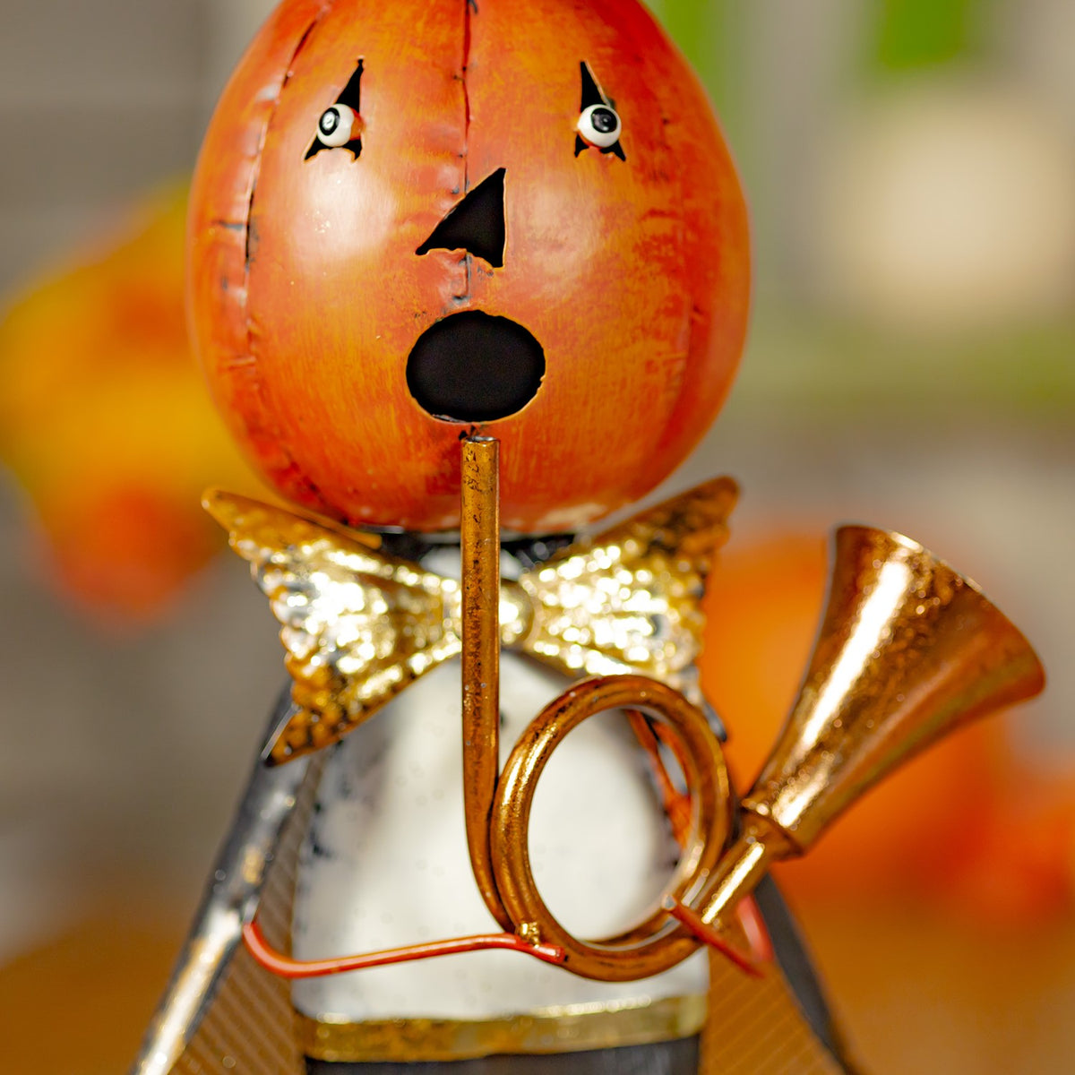 Set of 2 Metal Jack-O-Lantern Musician Couple