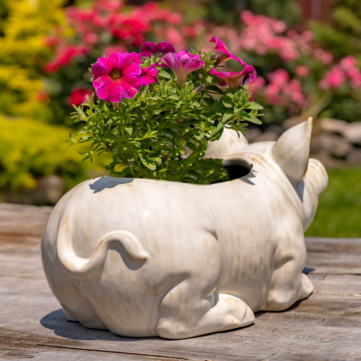 13" Hand Painted Ceramic Pig Planter "Kewanee"