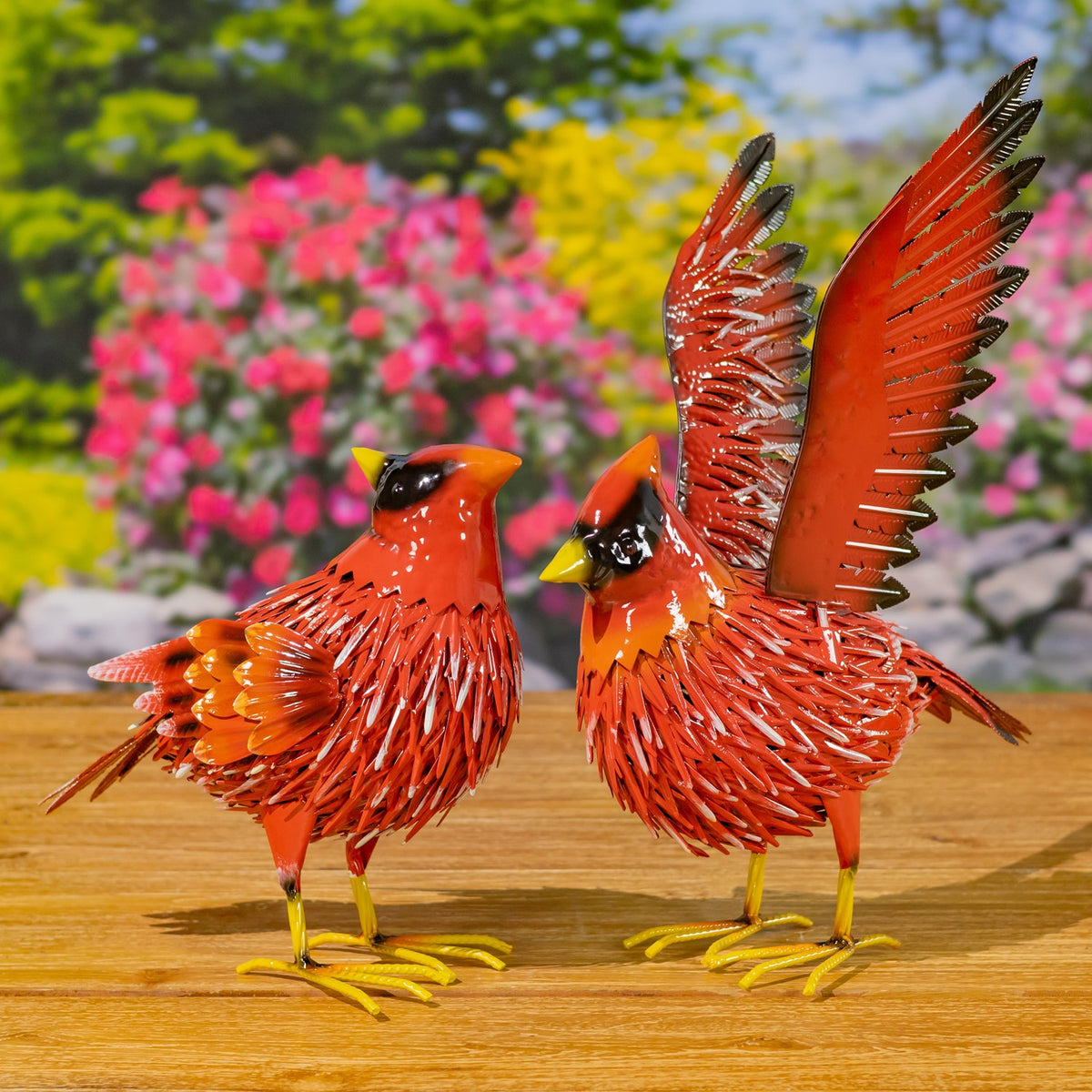 Set of 2 Assorted Cardinal Metal Figurines