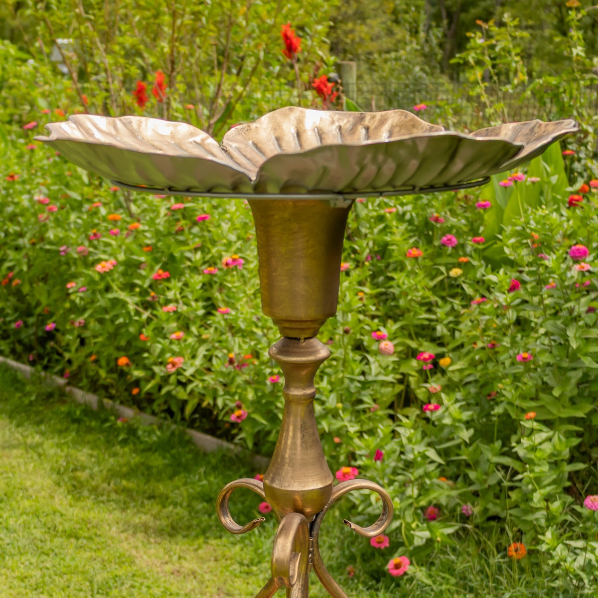 30.3" Tall Birdbath-Feeder with Ornate Stand