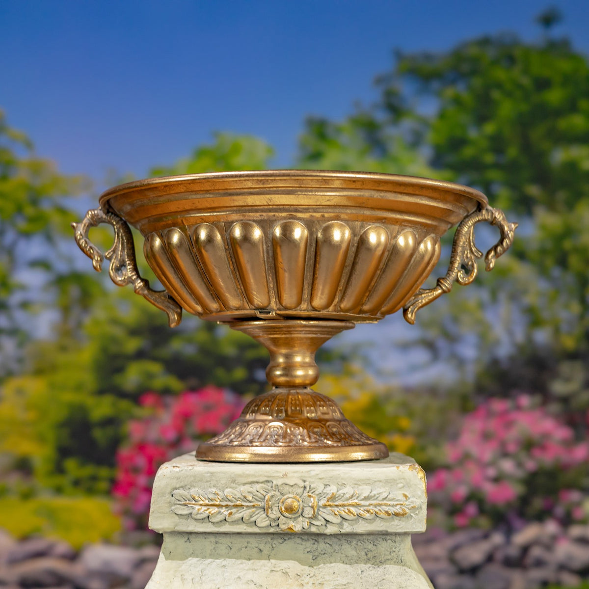 Set of 2 Assorted Frosted Gold Metal Urn "Aeneas"