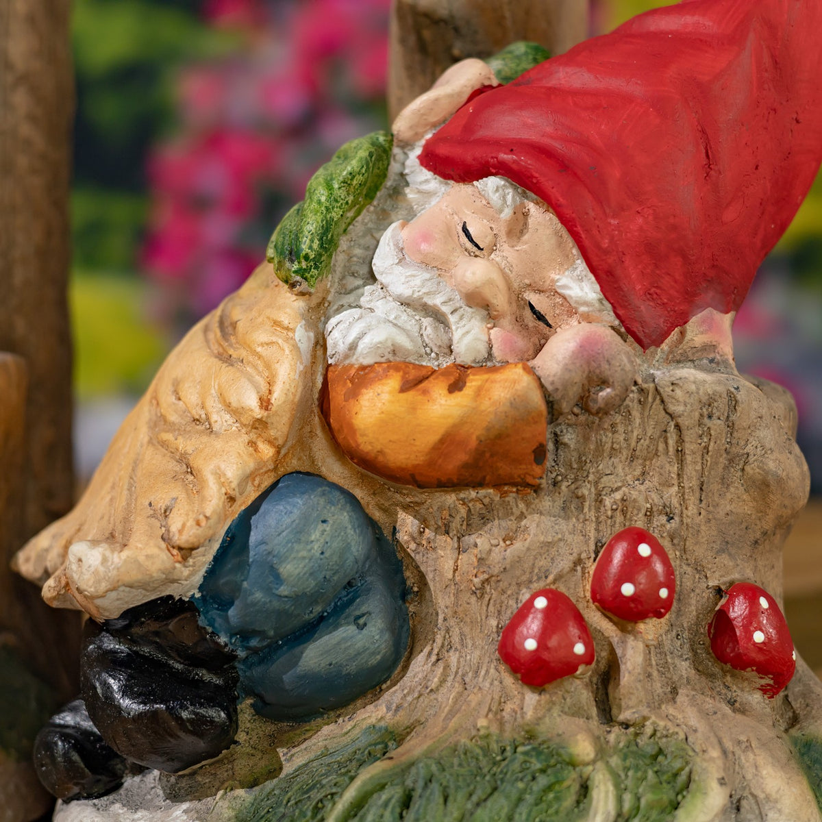 Set of 2 Assorted Sleepy Woodland Gnomes with Solar LED Lanterns "Gnorman & Gnolan"