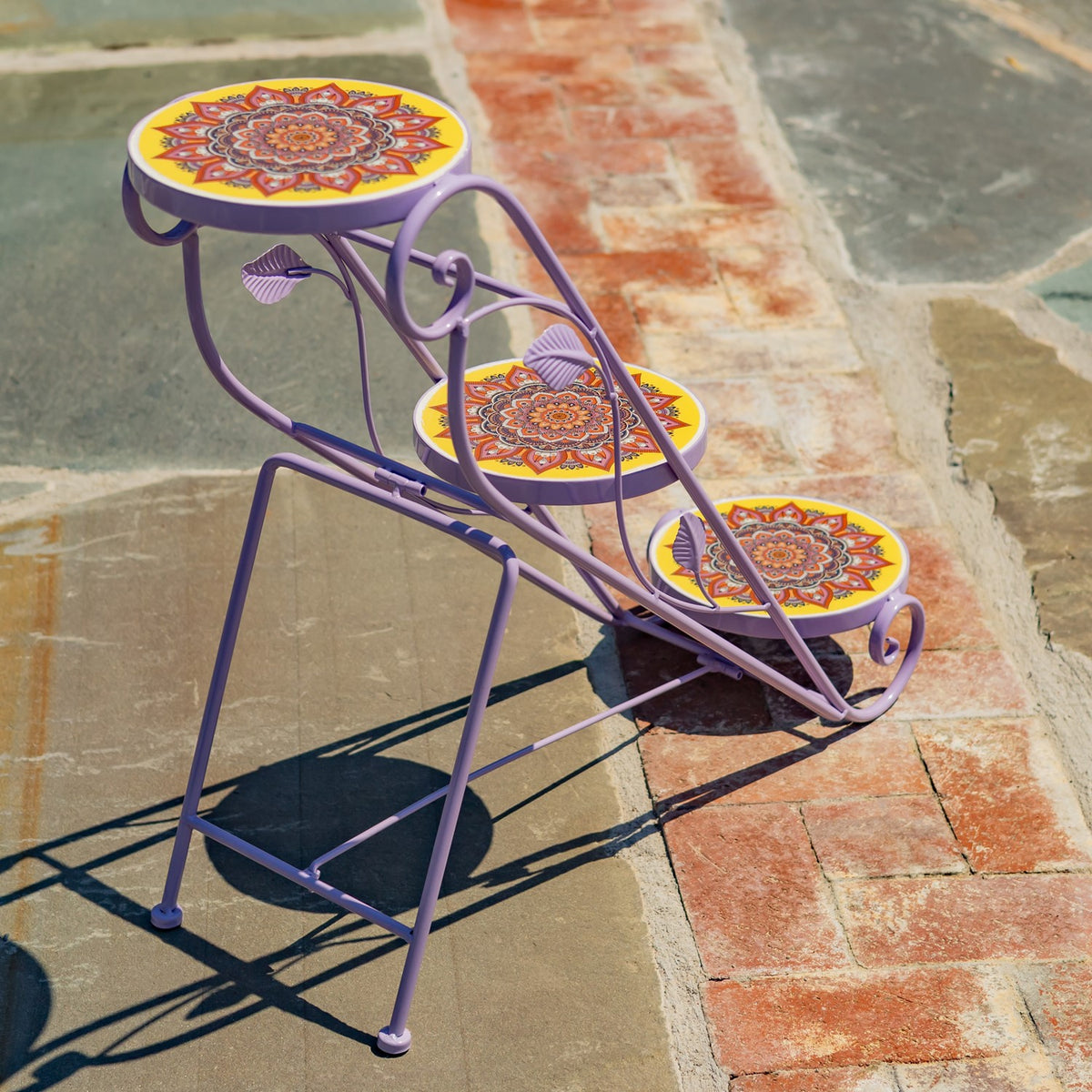 "Portofino" 23.5" Tall Staggered Three-Tier Plant Stand - Purple