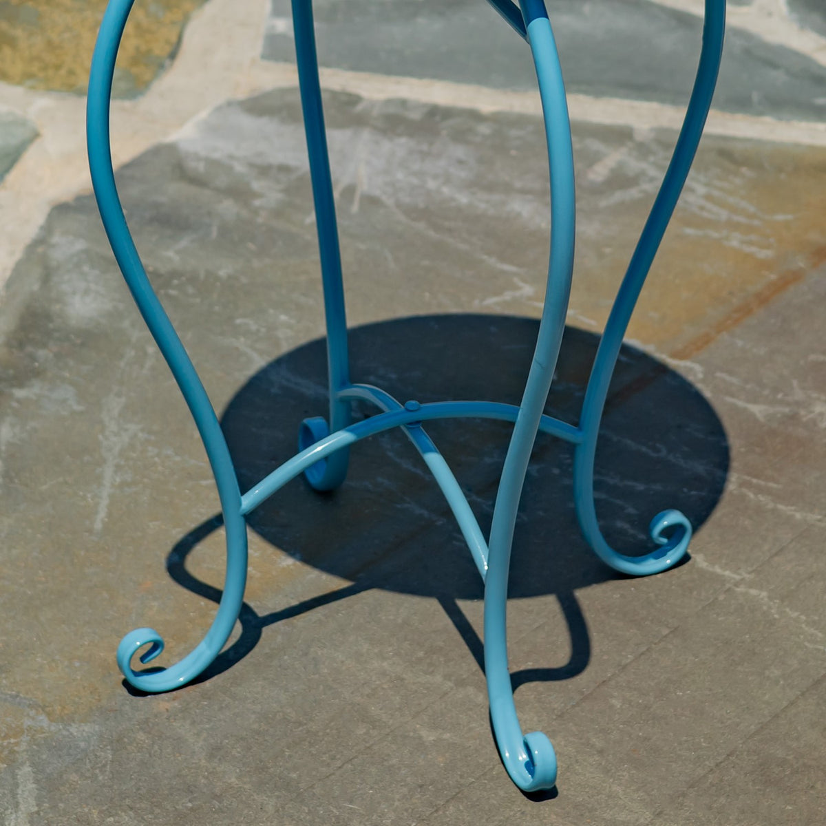 "Atrani" 22" Tall Mosaic Pedestal Plant Stand - Blue/Yellow