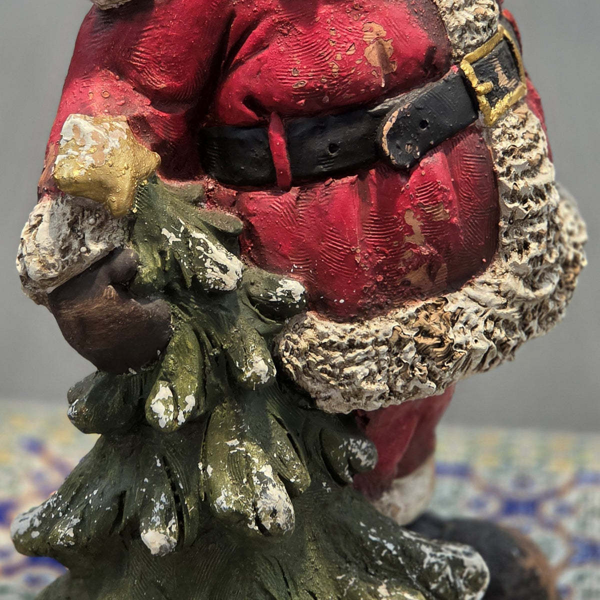 24" Tall Rustic Santa Figurine with Lantern & Tree