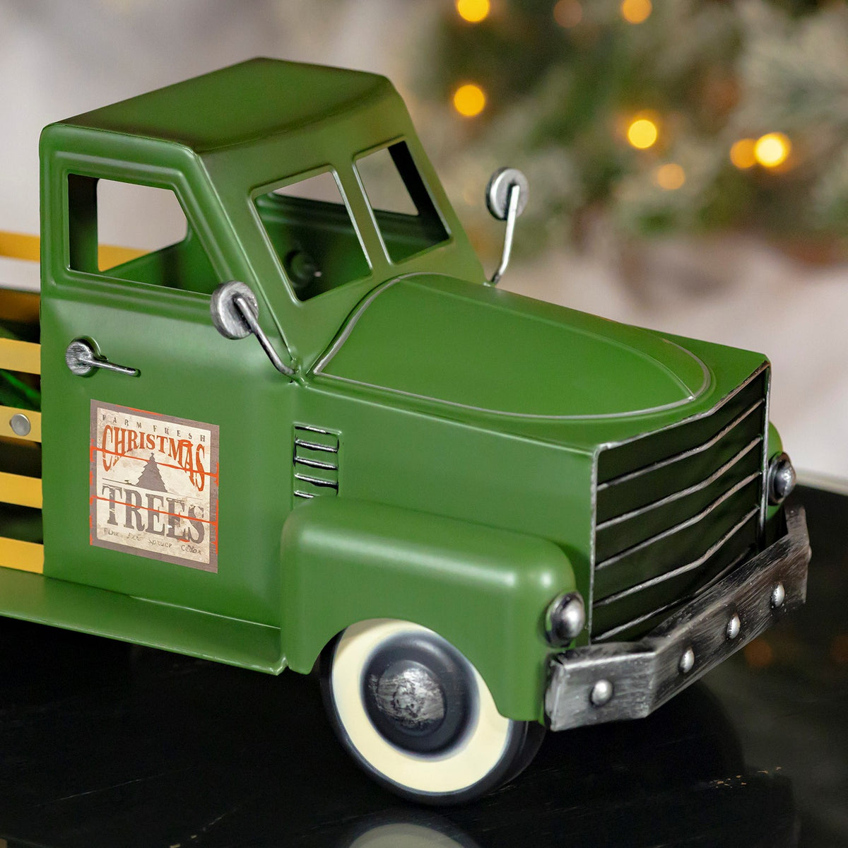 Small Iron Pickup Truck with Christmas Tree