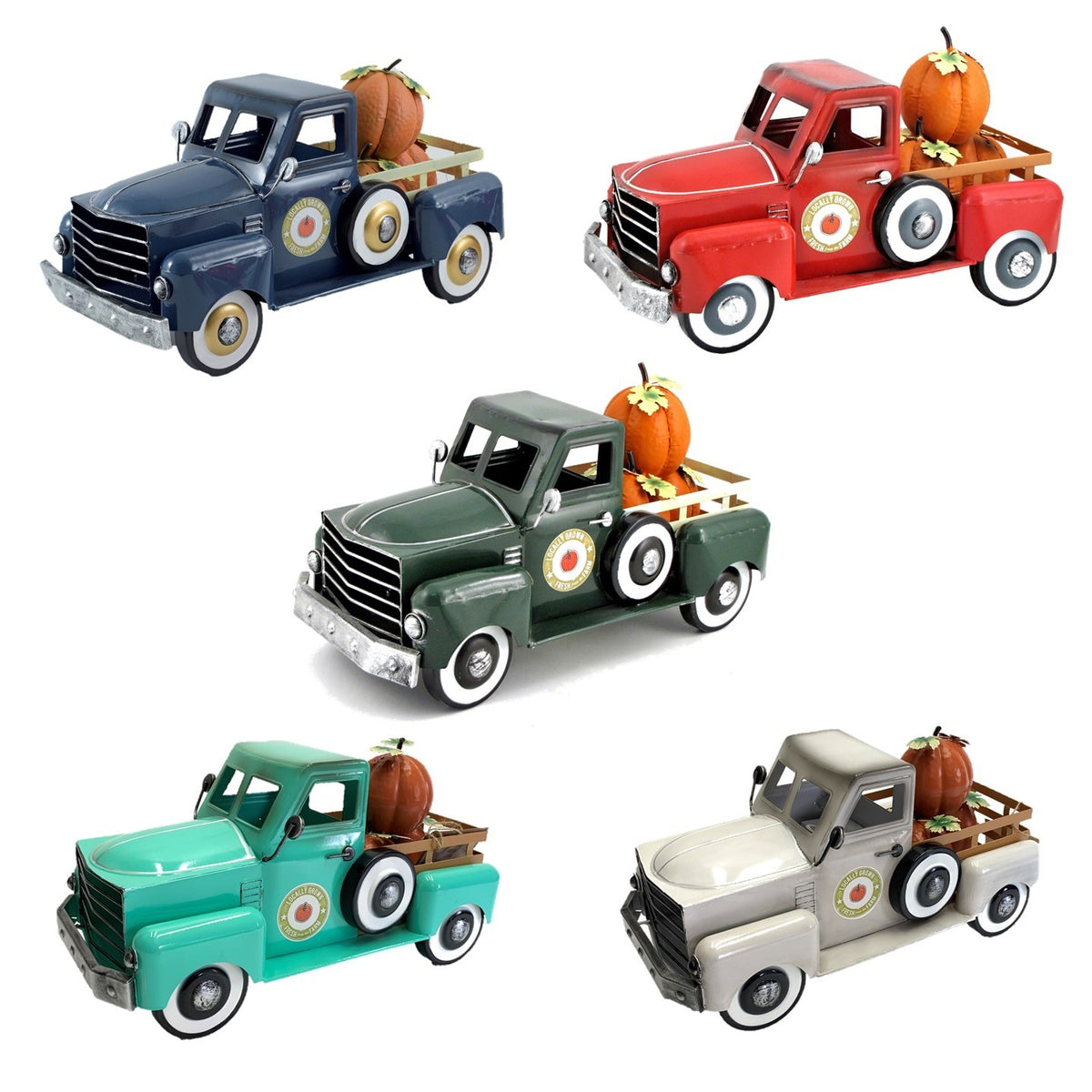 Country Style Metal Truck with Pumpkins