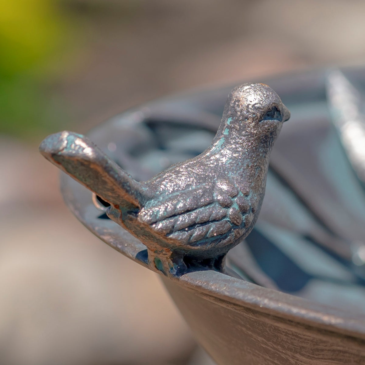 31" Tall "Two Birds" Iron Birdbath