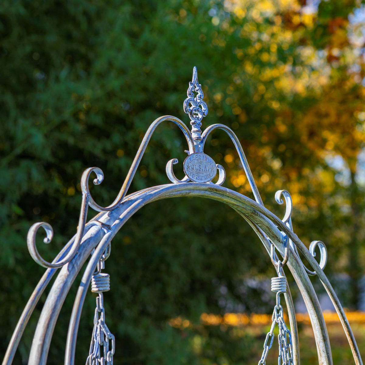 "Oasis" Iron Garden Swing Chair in Blue-Bronze