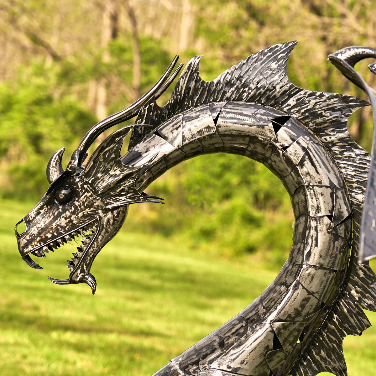 6ft. Tall Large Metal Dragon Statue "Angry Ira"