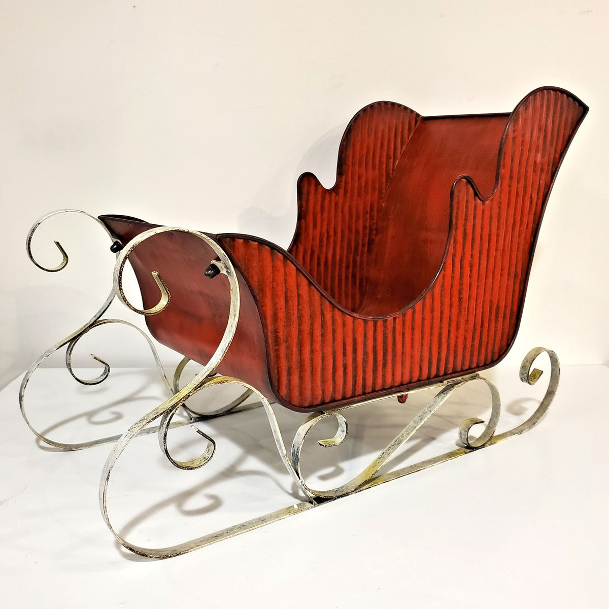 Set of 2 Victorian Style Red Iron Sleighs