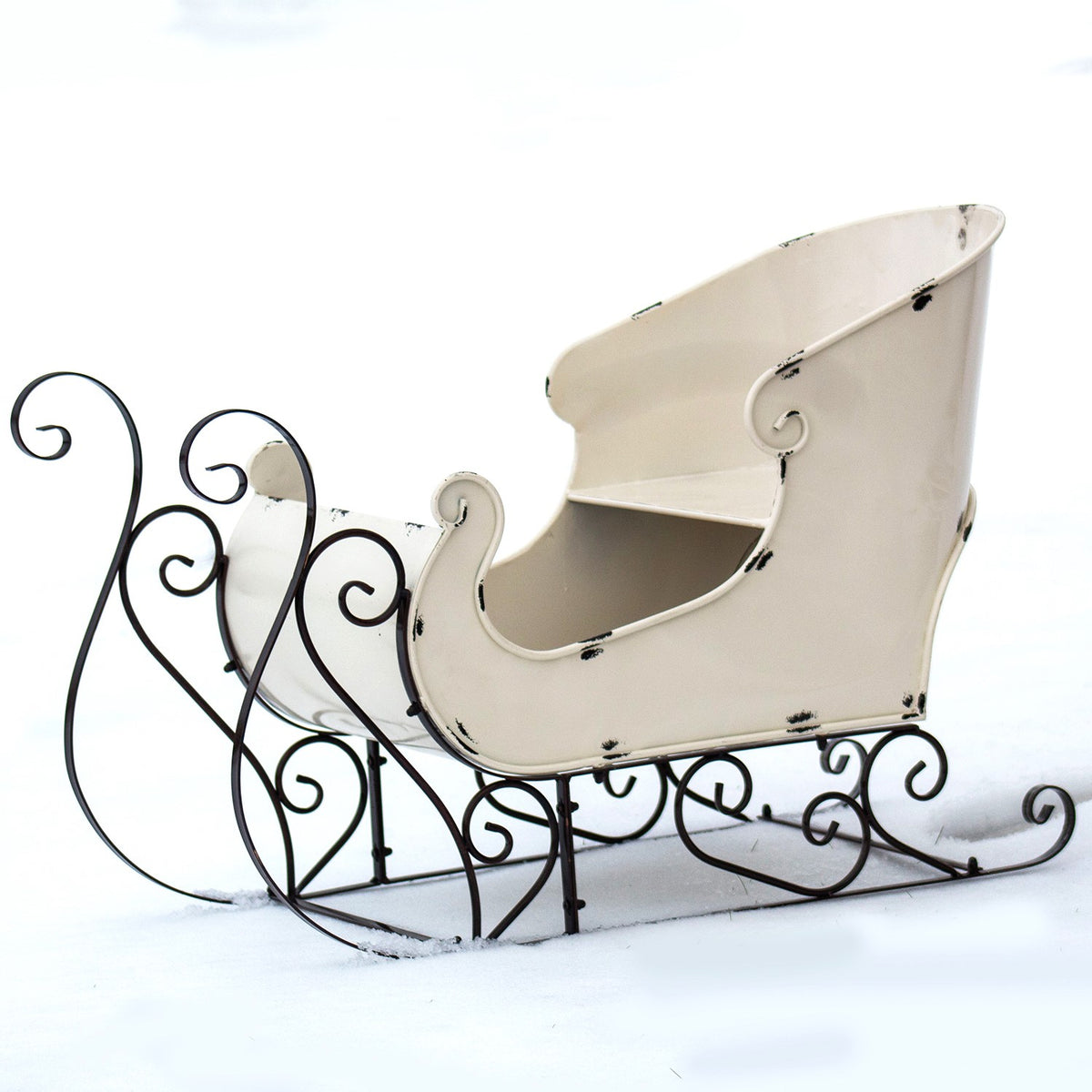25" Tall Metal Holiday Sleigh Decoration