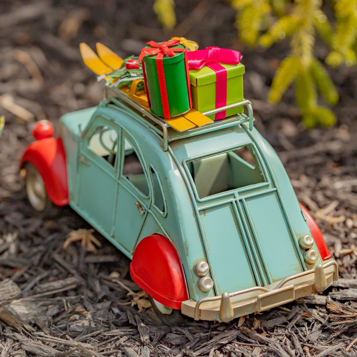 Blue and Red Buggy with Christmas Gifts