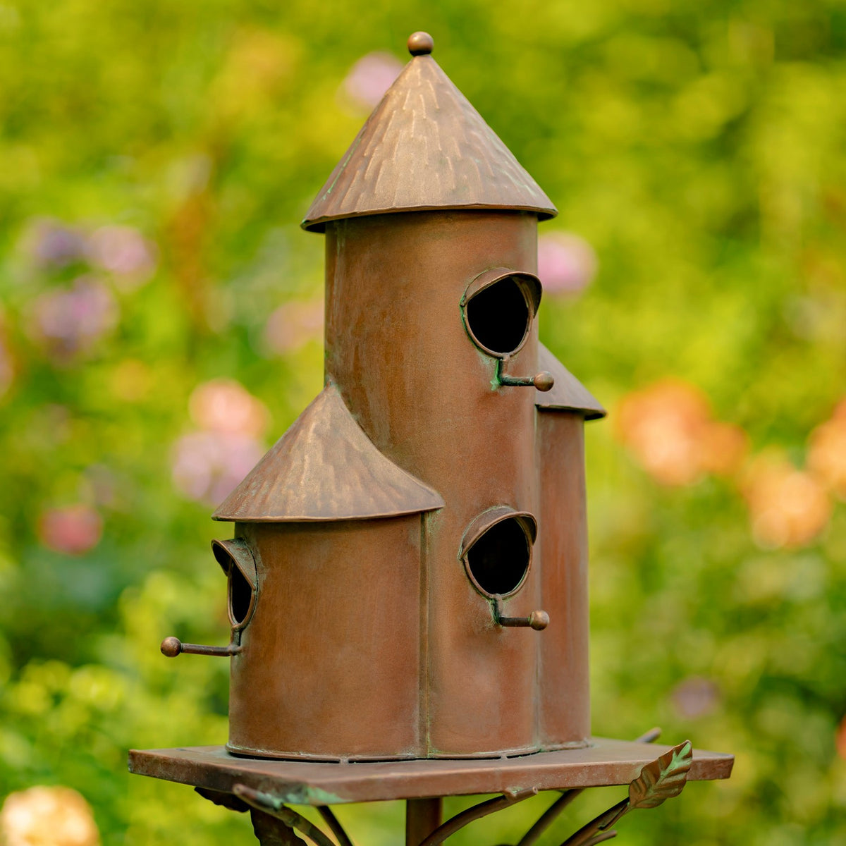 Tall Cylinder Triple Birdhouse Stake