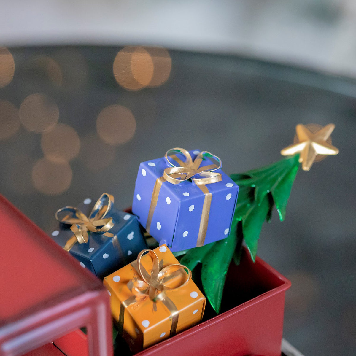Mini Metal Truck with Christmas Tree and Gifts