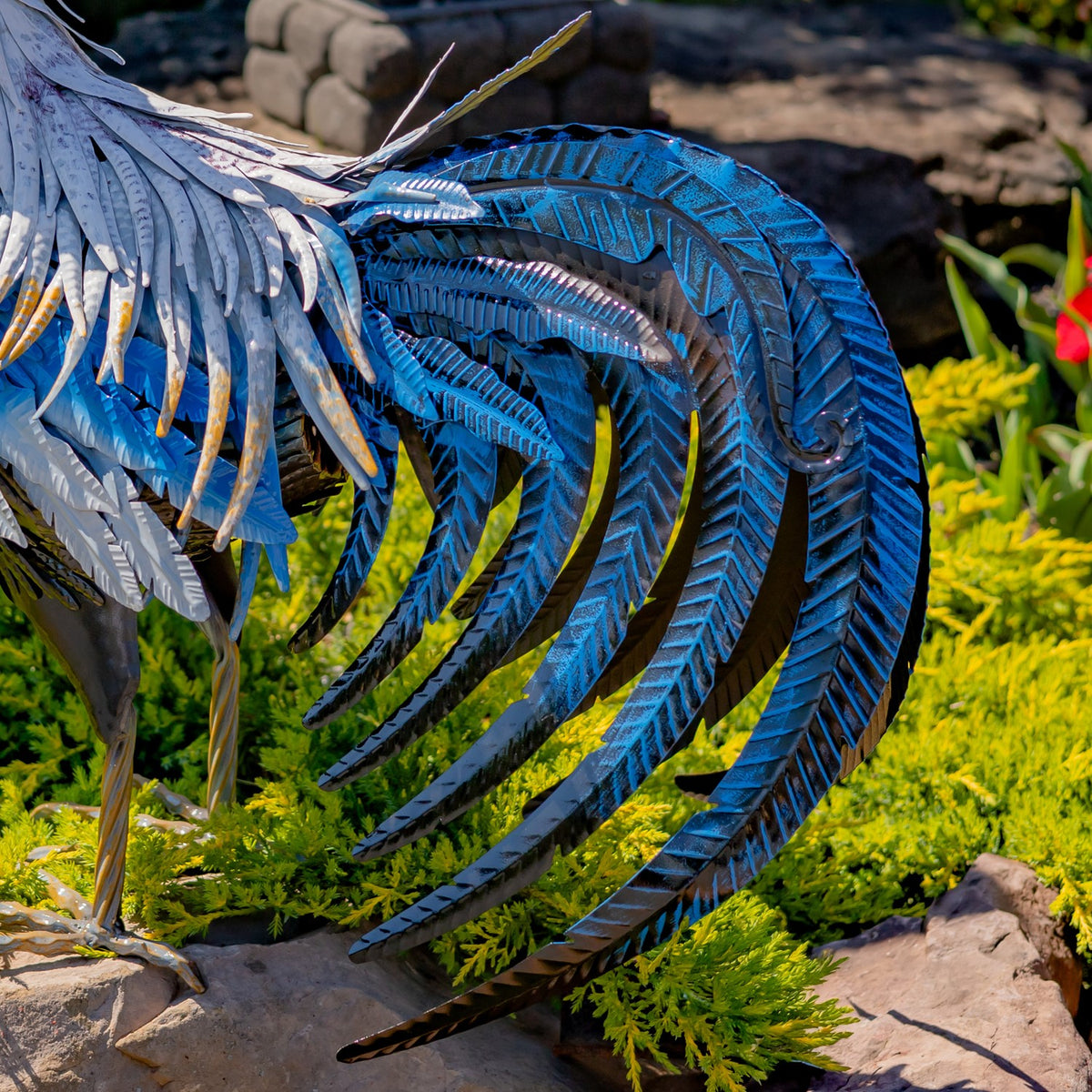 28" Tall Painted Iron Rooster Decoration "Brooks"