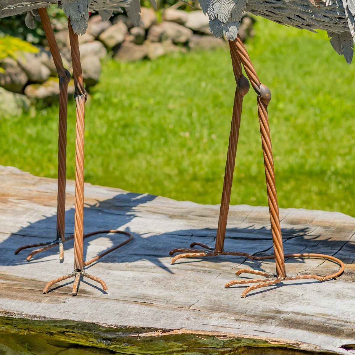 Set of 2 Great Blue Heron Metal Outdoor Figurines