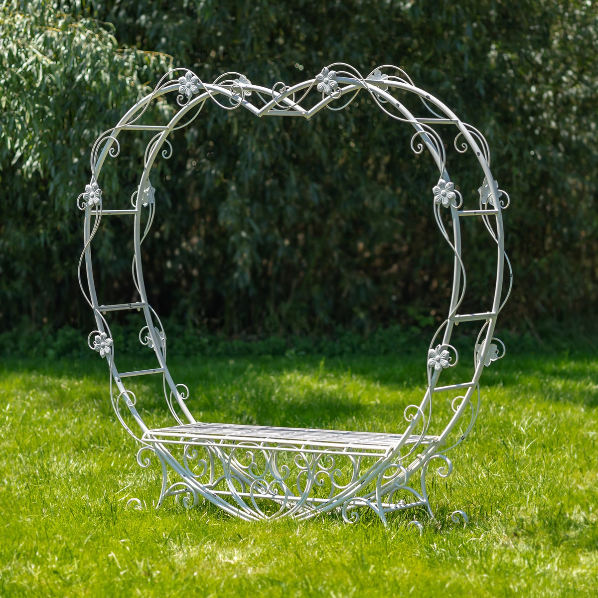 6.8ft. Tall Heart-Shaped Iron Bench "Amore"