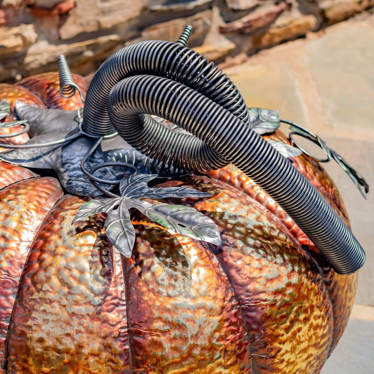 28.25" Tall Gold-Brushed Iron Pumpkin Decoration (Small)