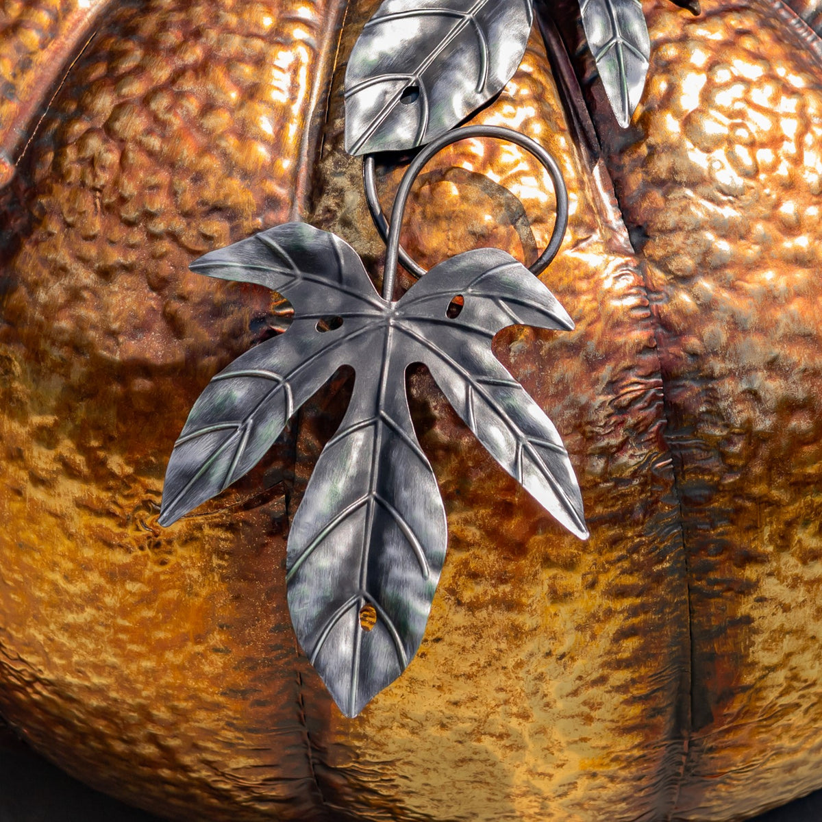 32" Tall Gold-Brushed Iron Pumpkin Decoration (Medium)