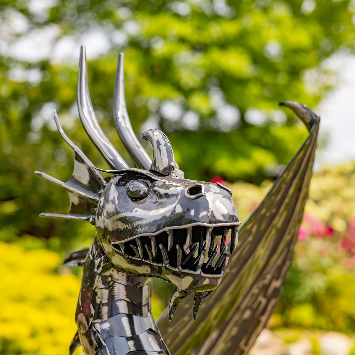 39.5" Tall Iron Dragon Sentry Statue "Spike"