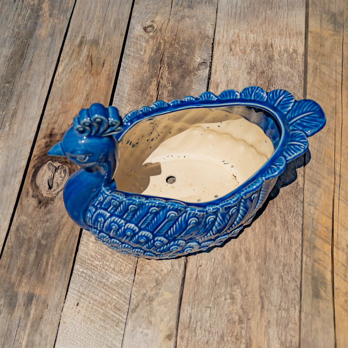 18.5" Hand Painted Ceramic Peacock Planter "Koni"