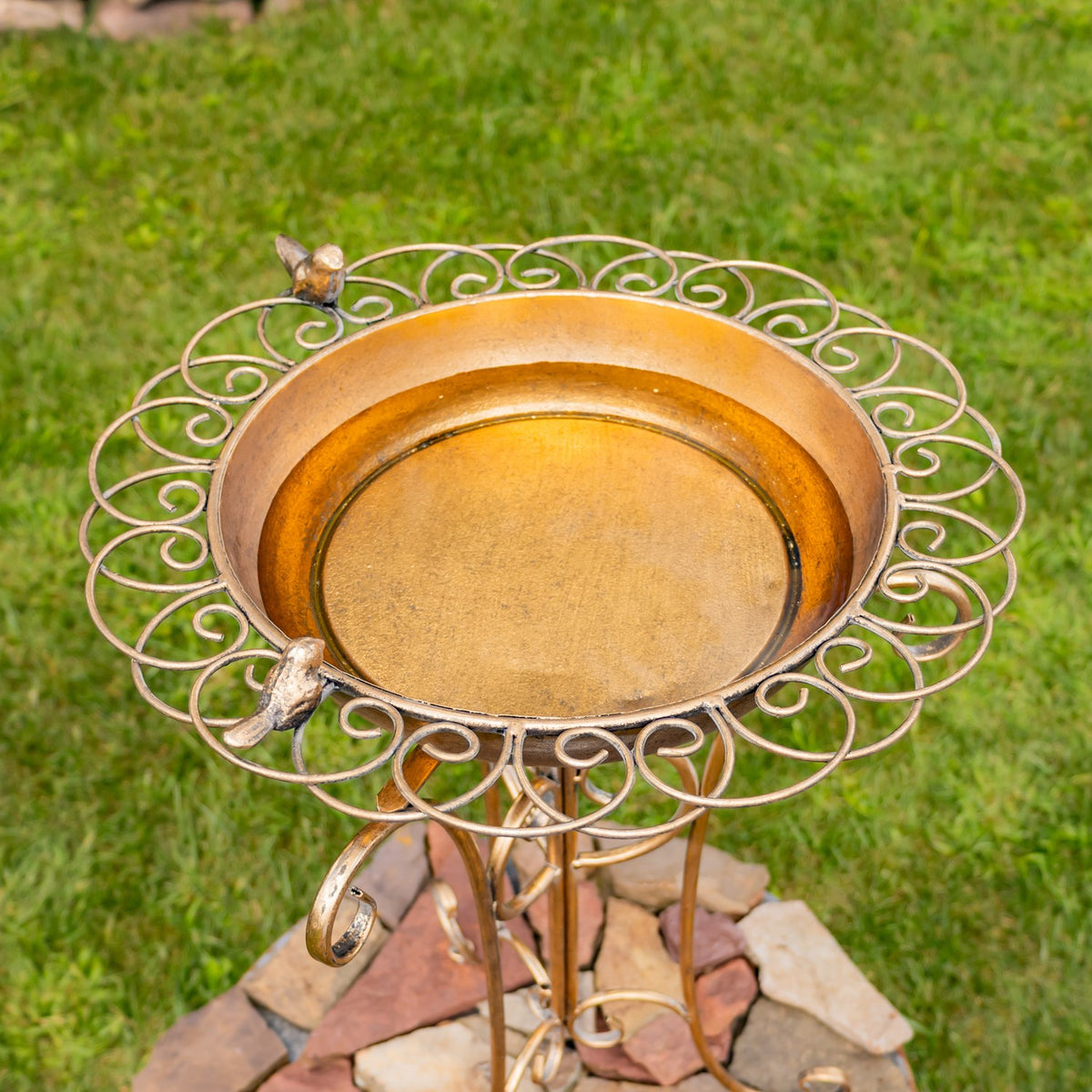 26.6" Tall Birdbath-Feeder with Decorative Trim