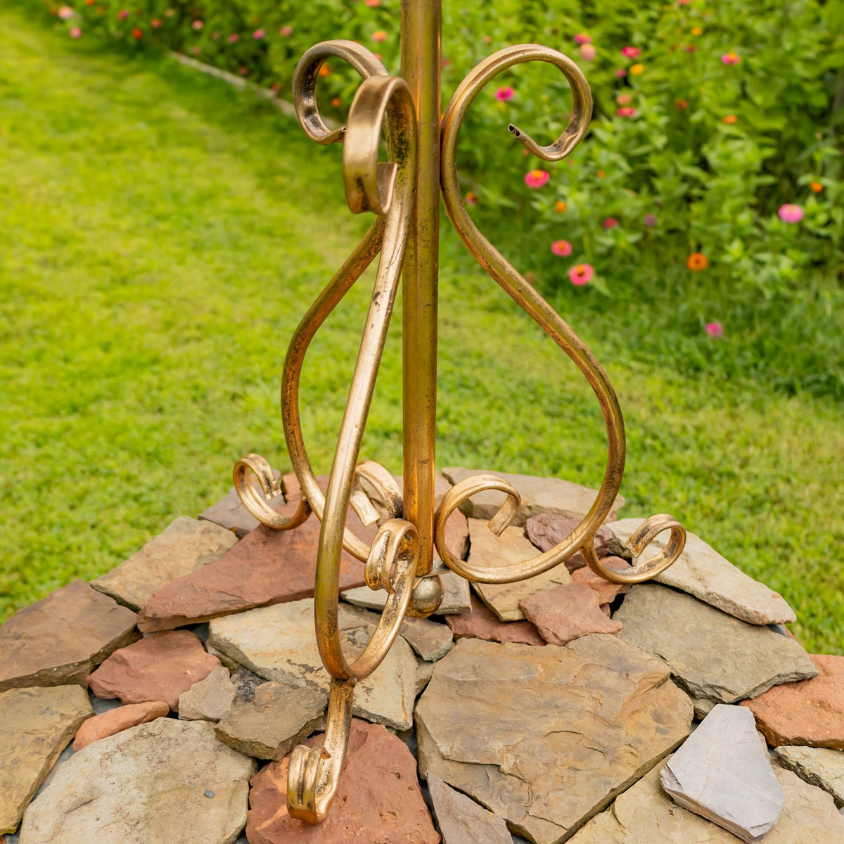 24.2" Tall Flower-Shaped Metal Birdbath-Feeder