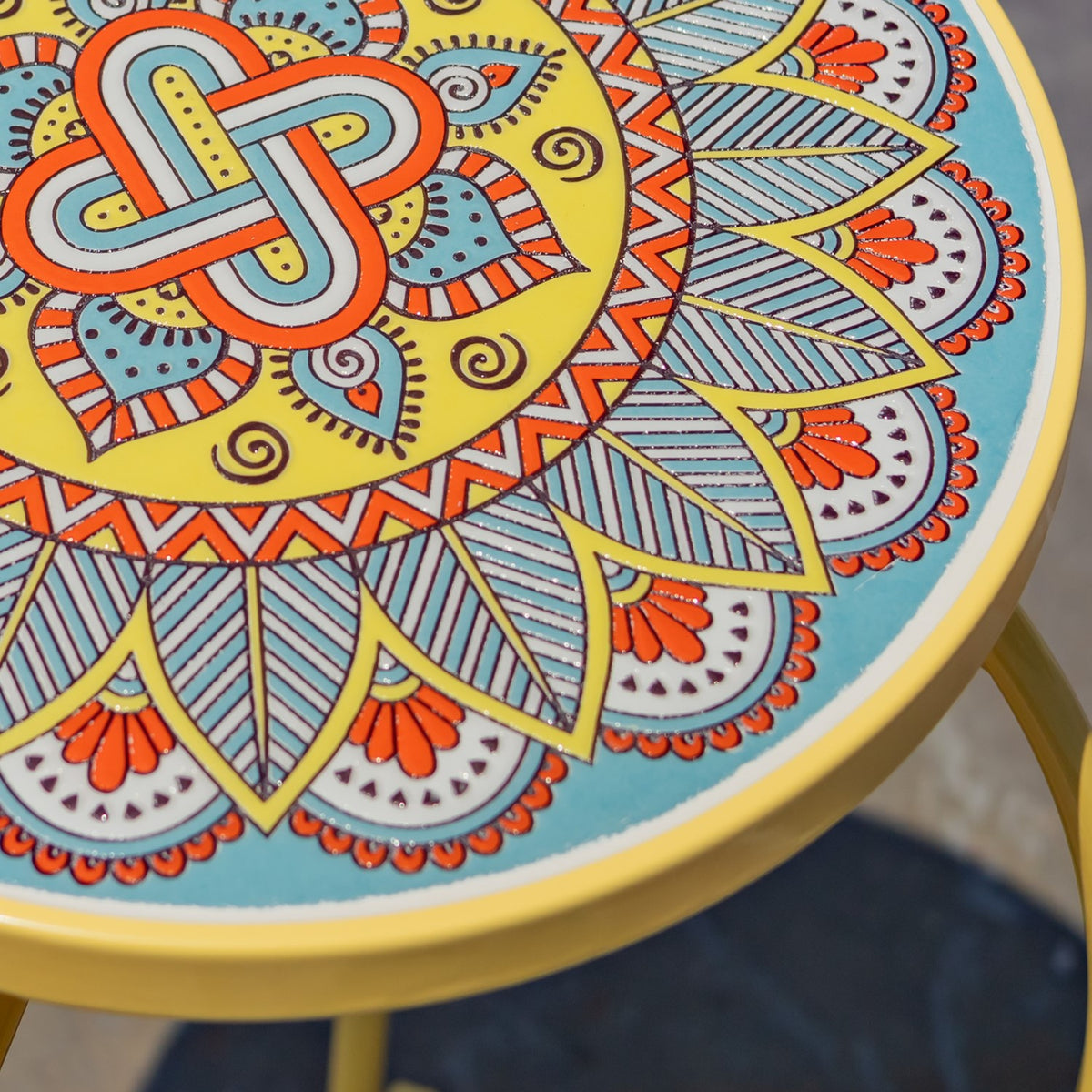"Palermo " 22" Tall Mosaic Pedestal Plant Stand - Yellow/Blue