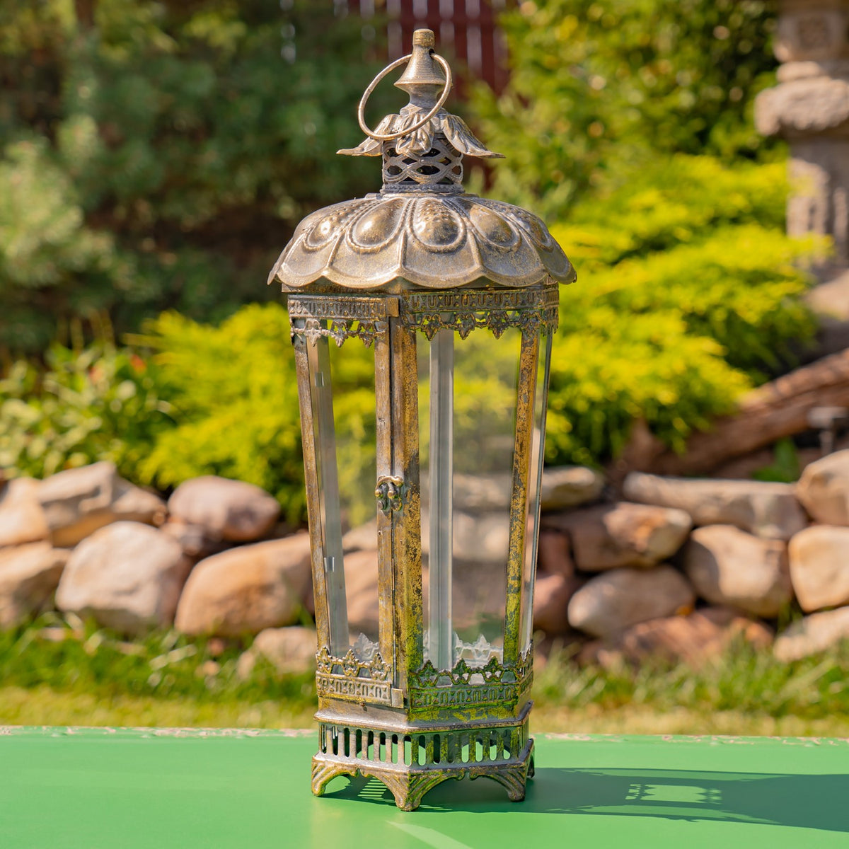 Tall Embellished Iron/Glass Terrarium "Davitiani"