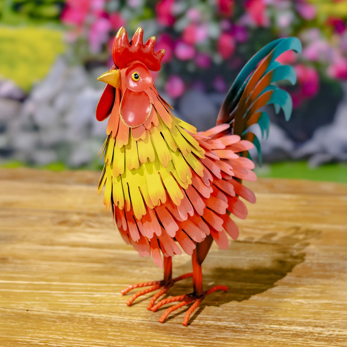 Set of 6 Assorted Metal Rooster Figurines "The Foghorn Flock"