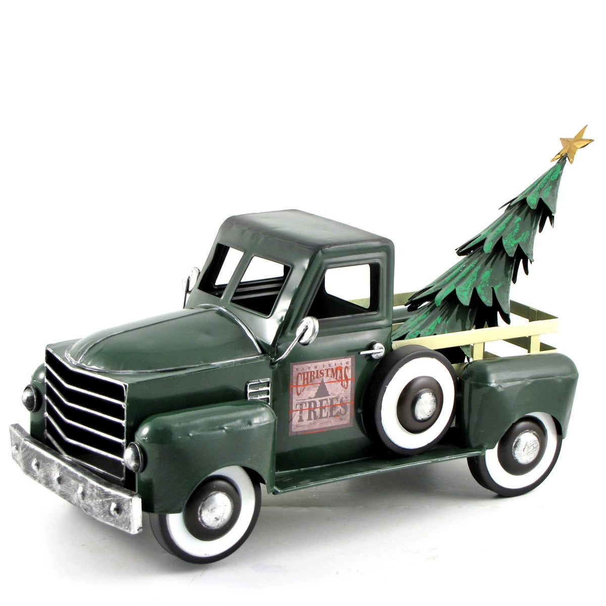 Small Iron Pickup Truck with Christmas Tree
