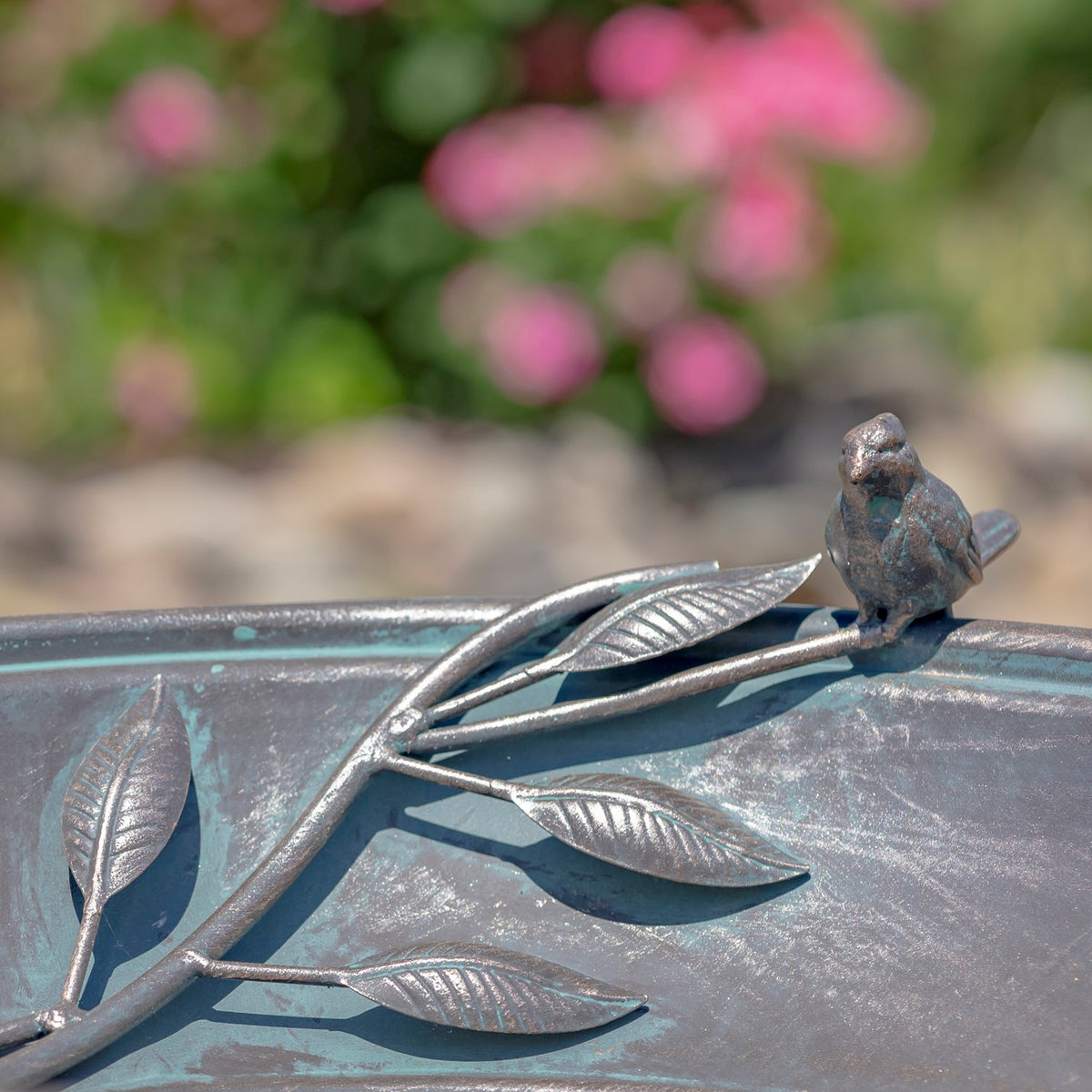 31" Tall "Two Birds" Iron Birdbath