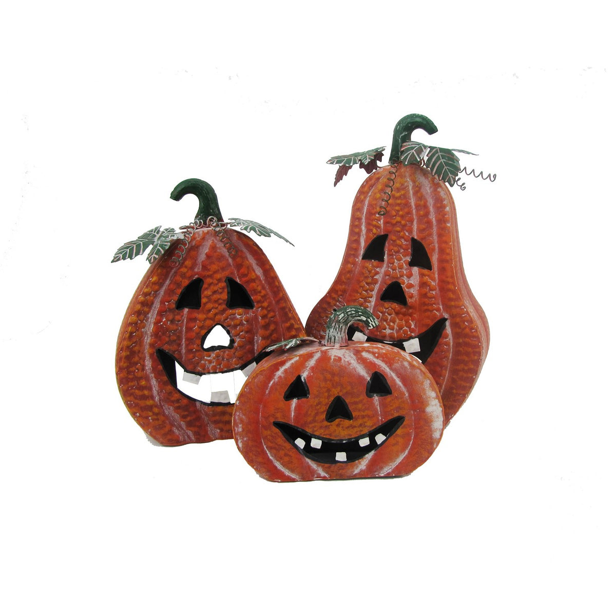 Set of 3 Metal Jack-O-Lantern Decorations