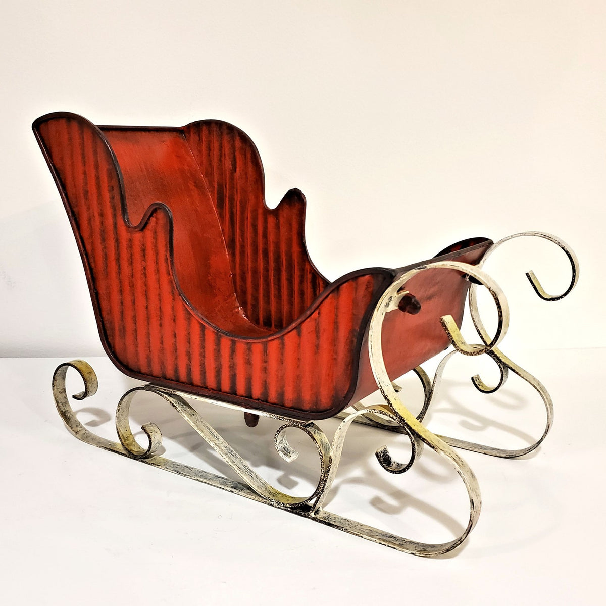 Set of 2 Victorian Style Red Iron Sleighs