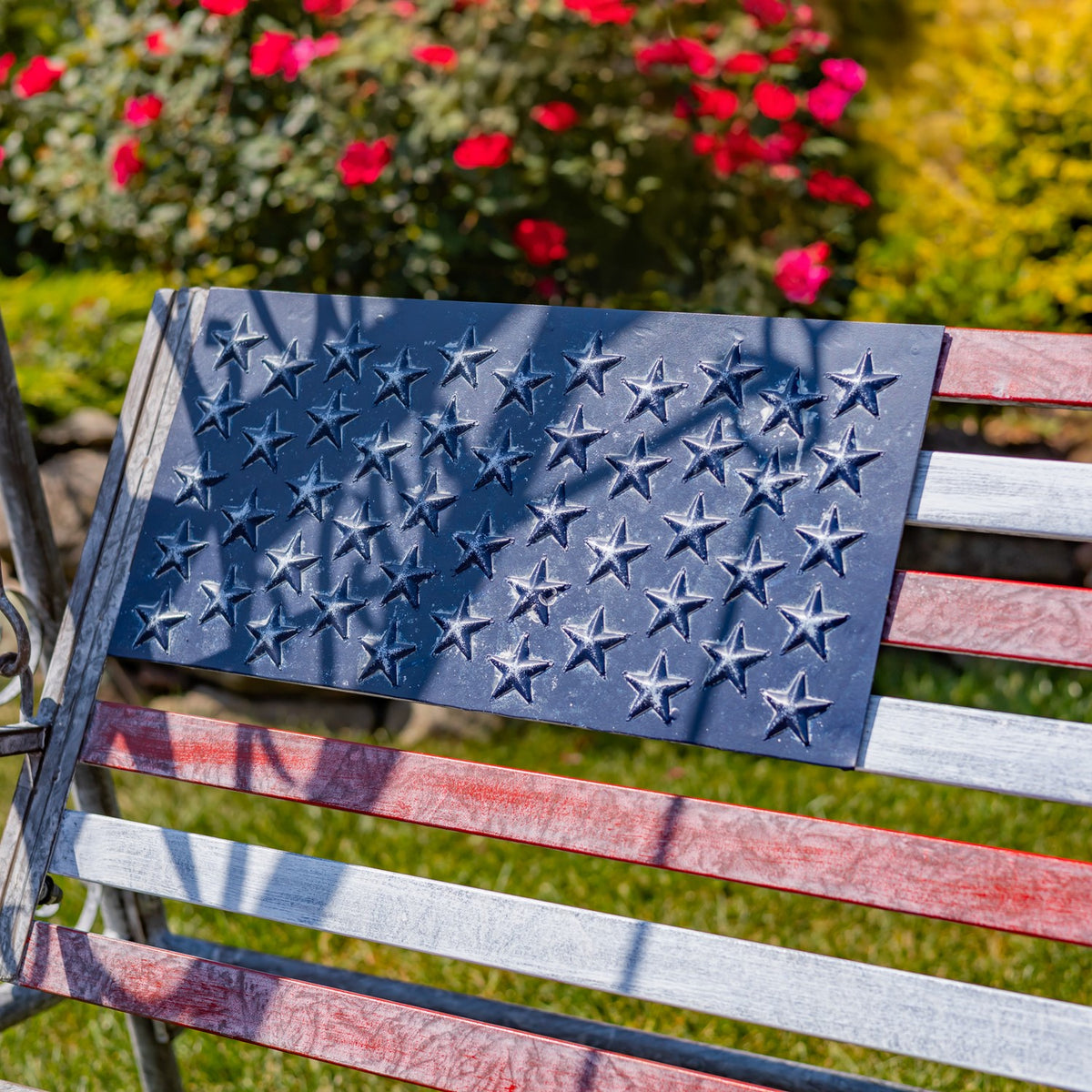 72.5" Tall American Flag Iron Swing Bench "Betsy"