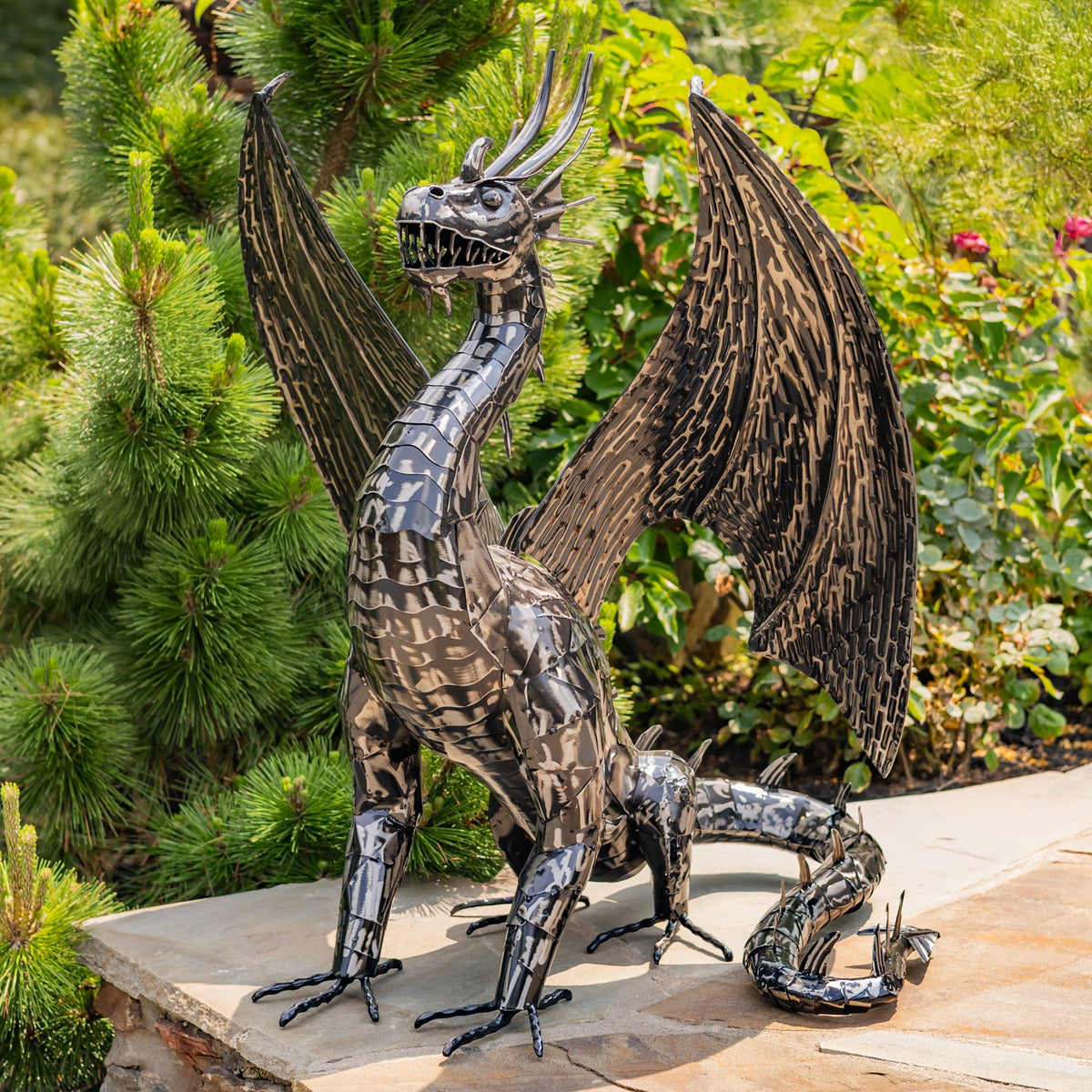 39.5" Tall Iron Dragon Sentry Statue "Spike"