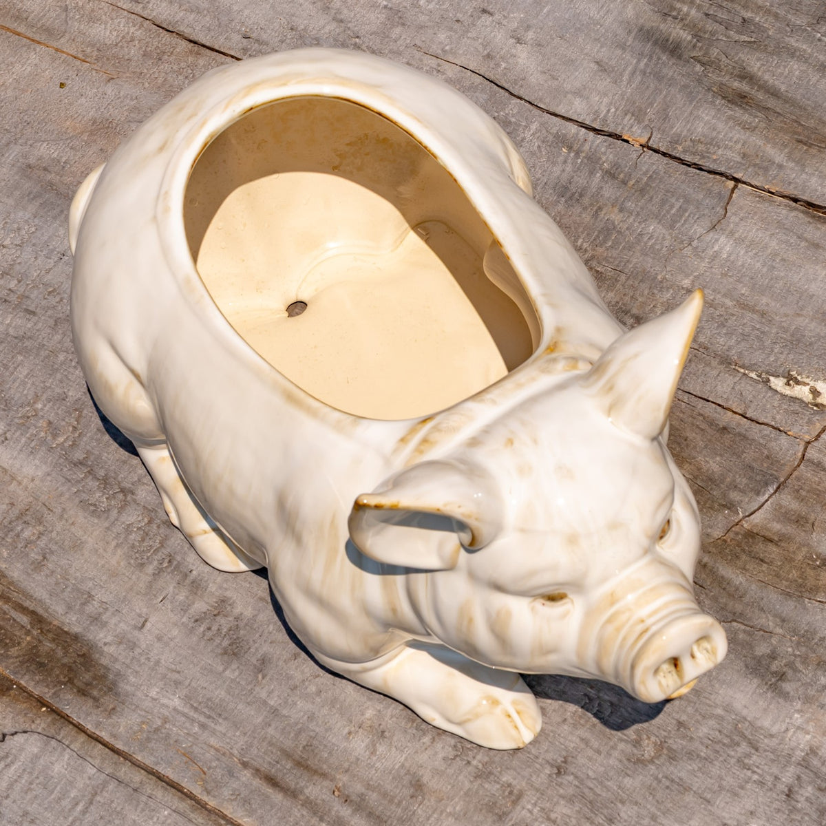13" Hand Painted Ceramic Pig Planter "Kewanee"