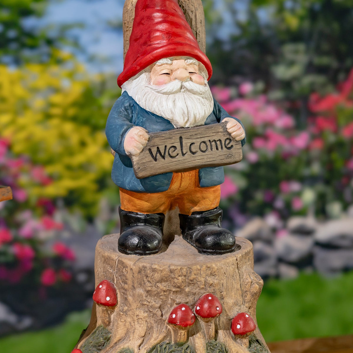 Set of 2 Assorted Sleepy Woodland Gnomes with Solar LED Lanterns "Gnorman & Gnolan"